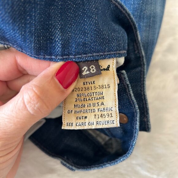 Y2K 7FAM 7 For All Mankind Low Rise Dojo Jean Bermuda Shorts Dark Wash - Size 28 - Picture 5 of 5